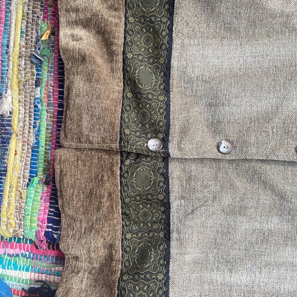 Vintage White Stag Button Up Patchwork Jacket. Brocade, opalescent buttons Med - Picture 5 of 9